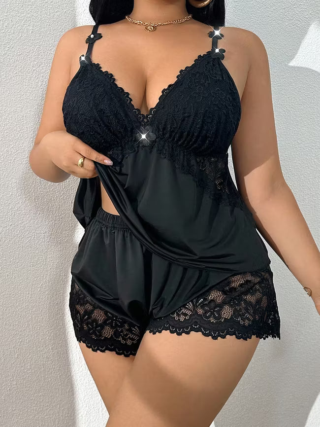 Odile - Lace-Trim Cami Pyjama Set