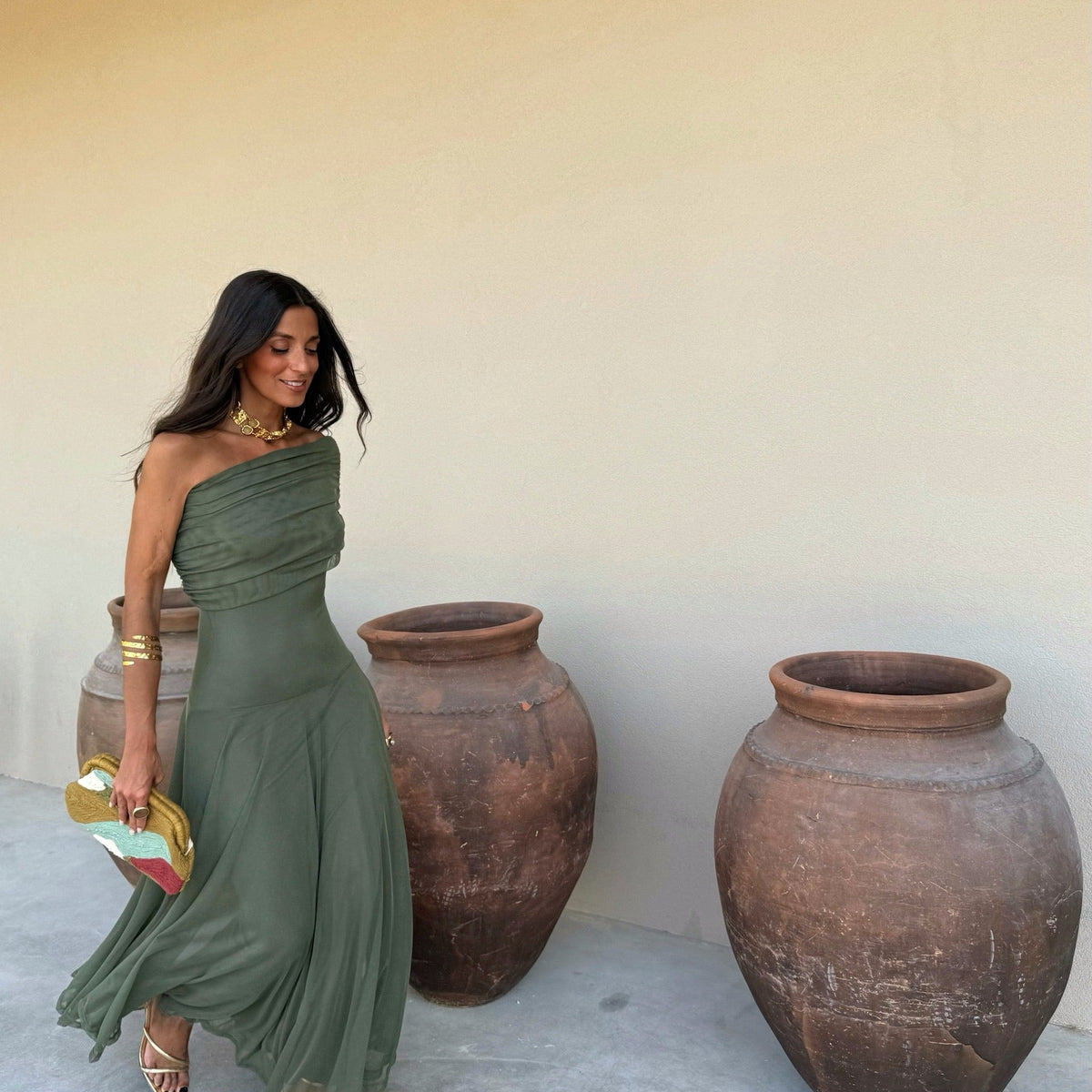 Marisol – Off-Shoulder Draped Tulle Maxi Dress