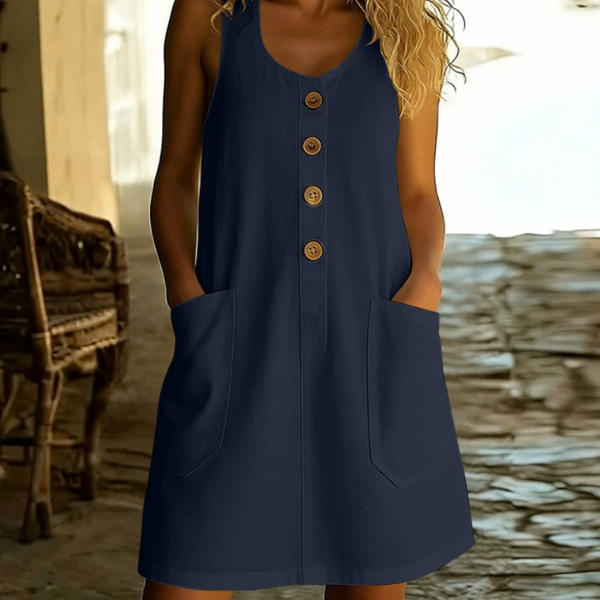 Margaux - Flowing Button-Front Summer Dress with Pockets