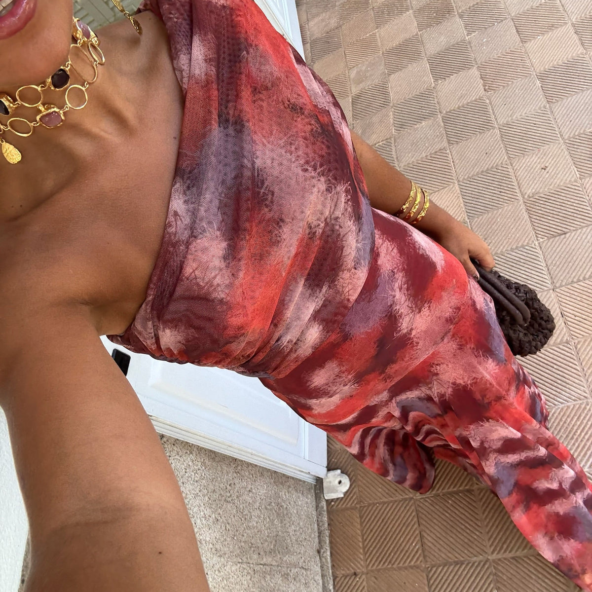 Marisol – Off-Shoulder Draped Tulle Maxi Dress