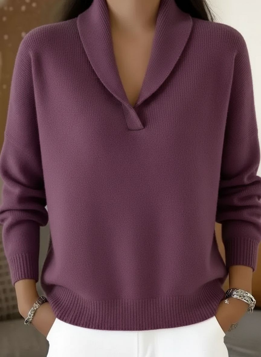 Eveline — Elegant Draped V-Neck Sweater