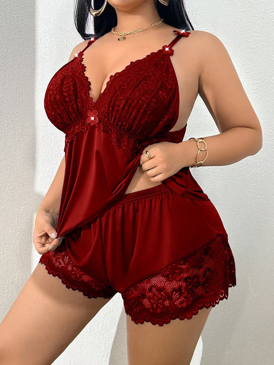 Odile - Lace-Trim Cami Pyjama Set