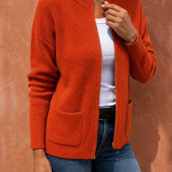 Maeve – Cozy Zip-Front Knit Cardigan