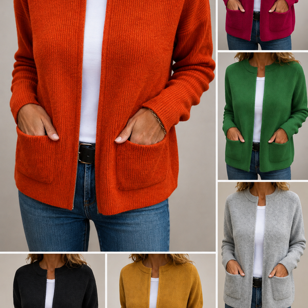Maeve – Cozy Zip-Front Knit Cardigan