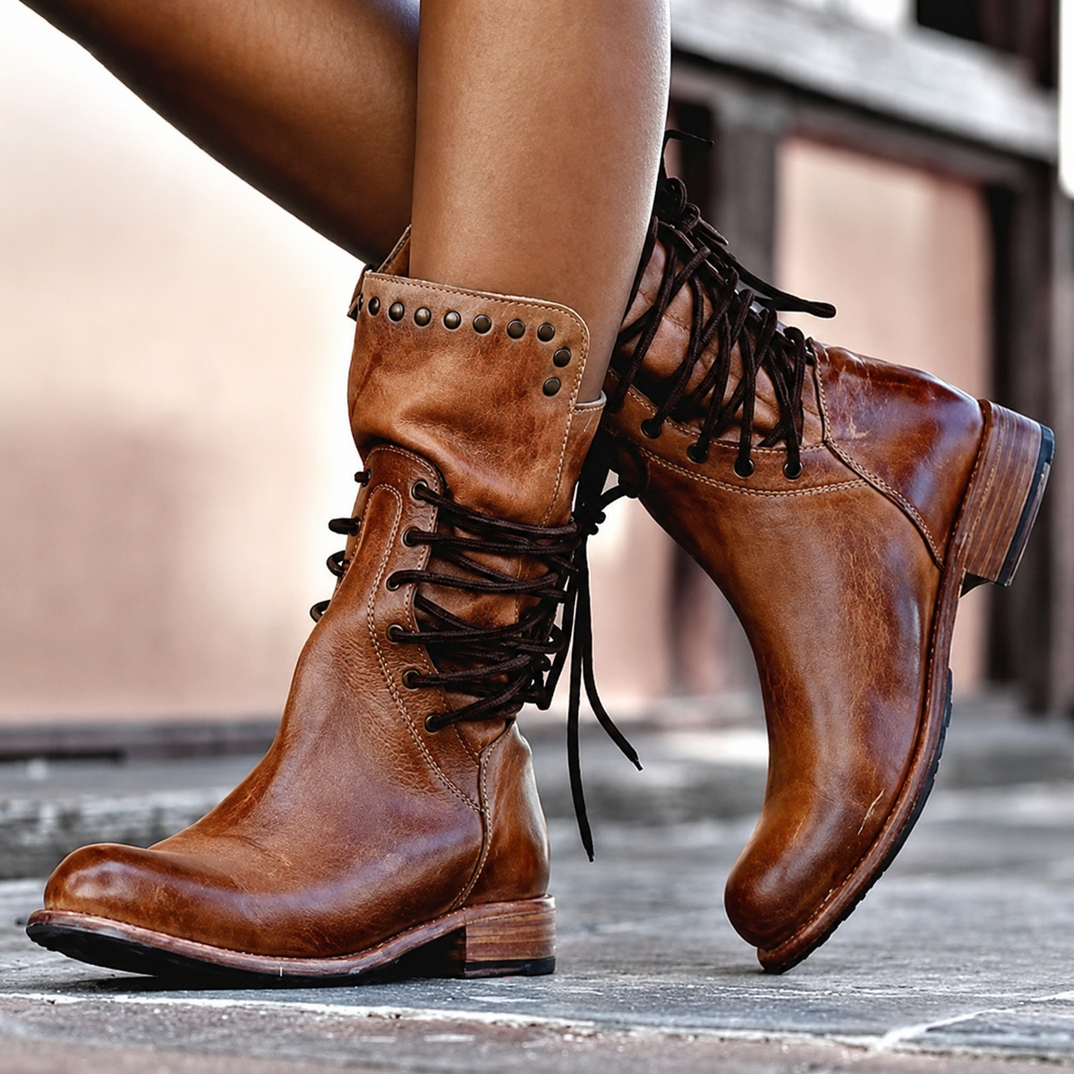 Nova – Cross-Tied Biker Ankle Boots