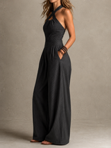 Valentina - Elegant Crossover Neckline Jumpsuit