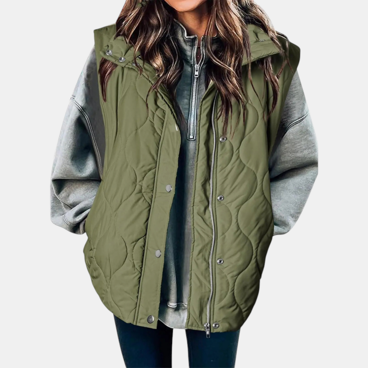 Talia — Quilted Wave-Stitch Puffer Vest