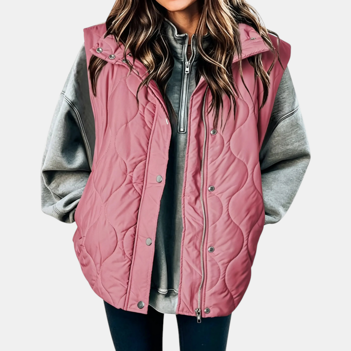 Talia — Quilted Wave-Stitch Puffer Vest