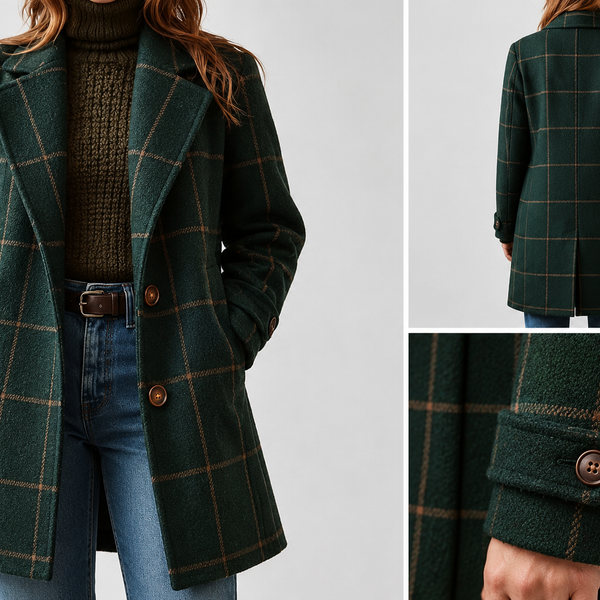 Kaitlyn — Elegant Plaid Winter Coat