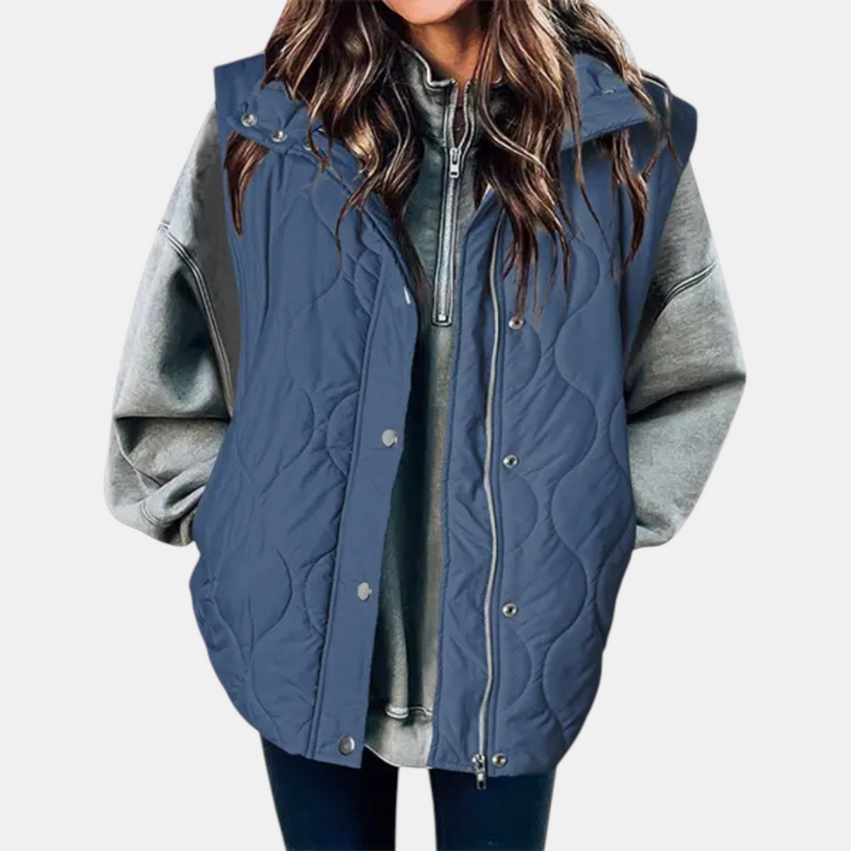 Talia — Quilted Wave-Stitch Puffer Vest