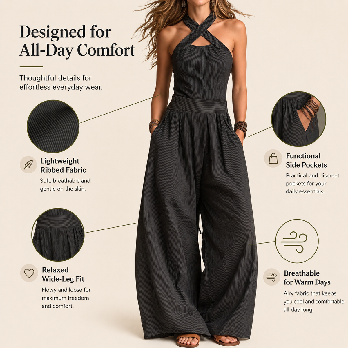 Valentina - Elegant Crossover Neckline Jumpsuit
