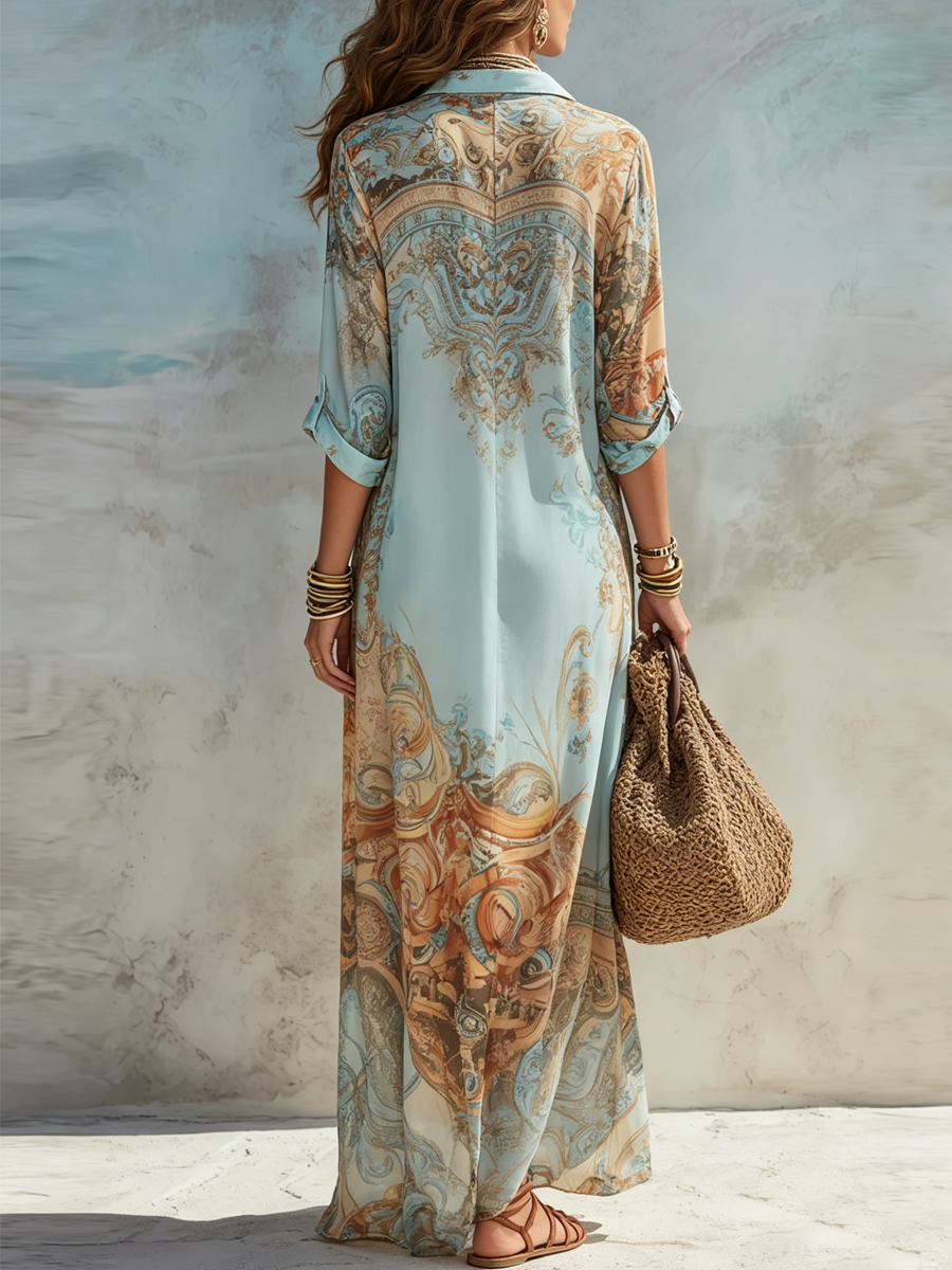 Serena Shirt Dress — Flowing Mediterranean Print