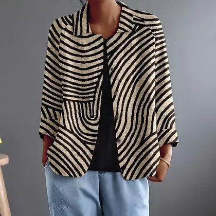 Hazel — Striped Open-Front Blazer