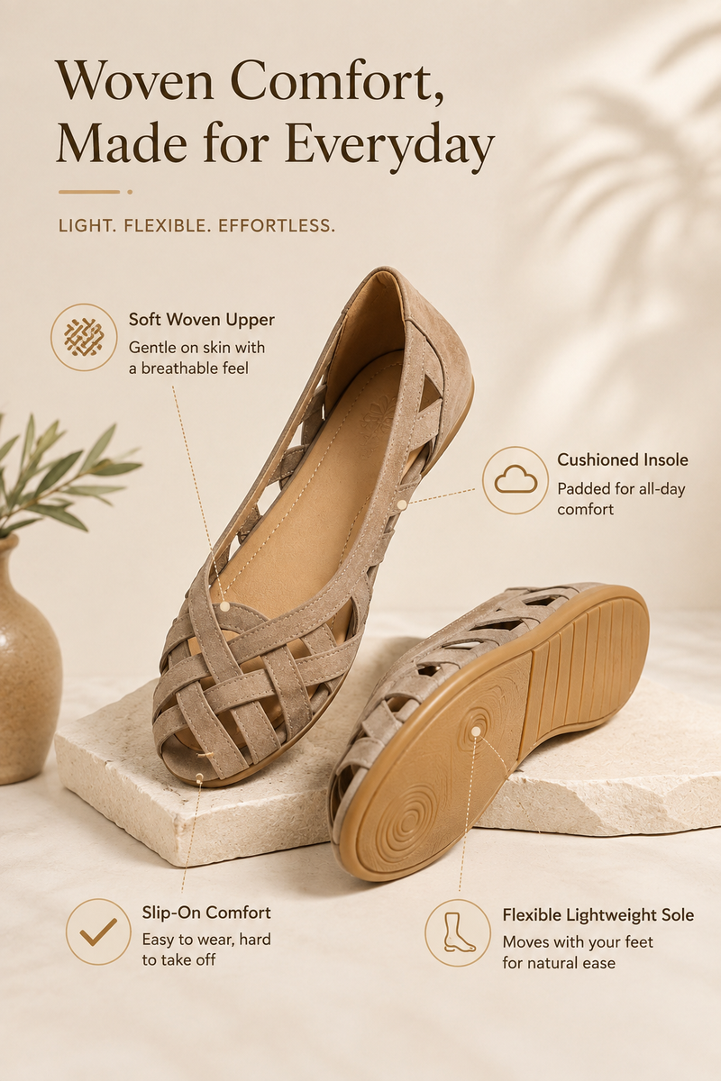 Hina - Woven Open-Toe Flat Sandals