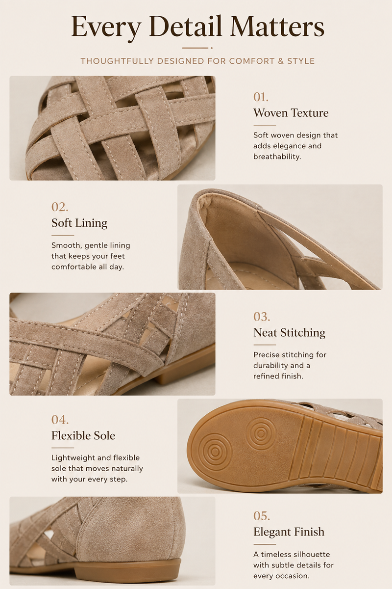 Hina - Woven Open-Toe Flat Sandals