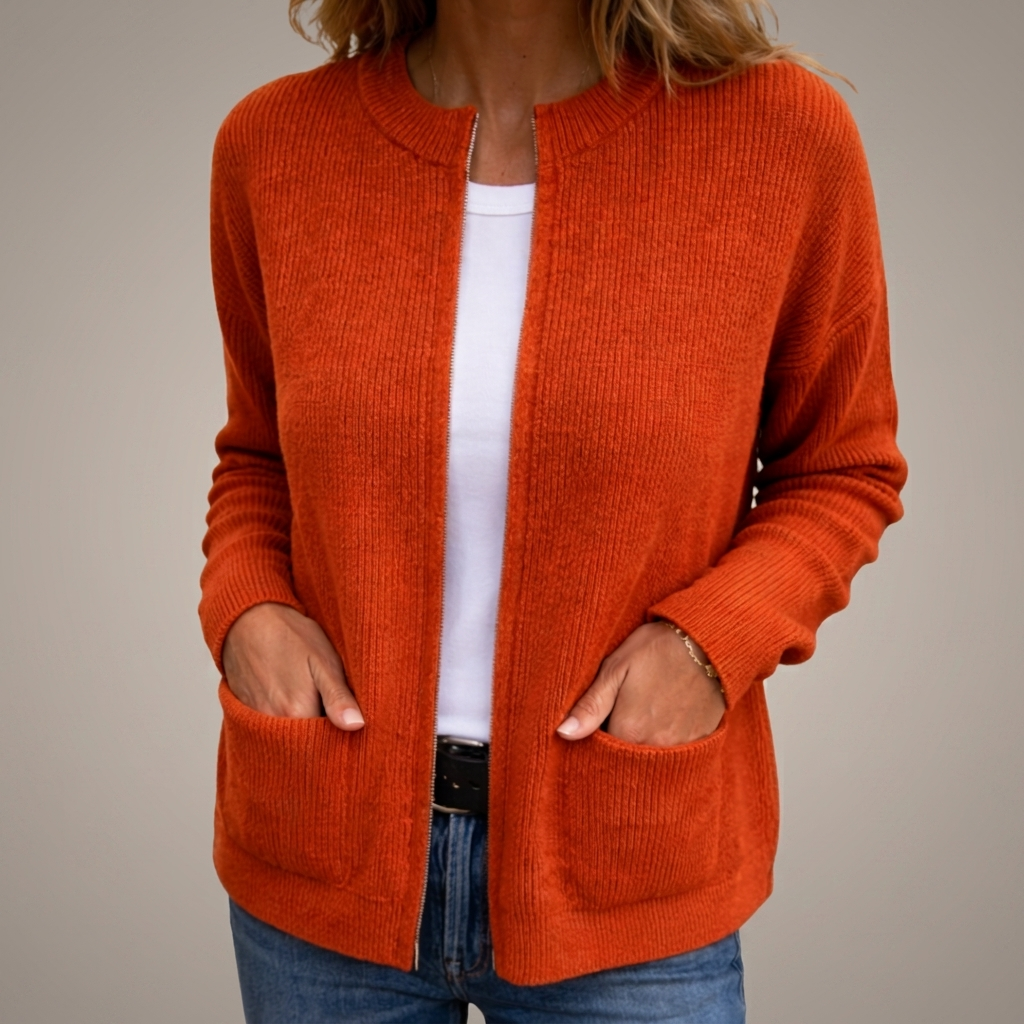 Maeve – Cozy Zip-Front Knit Cardigan