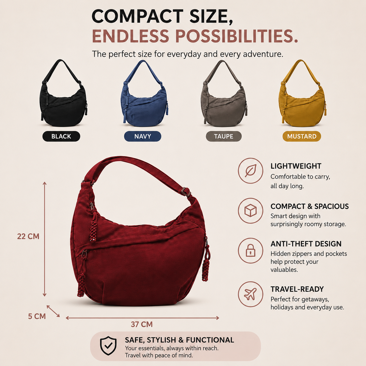 Luna - Half-Moon Multifunctional Shoulder Bag