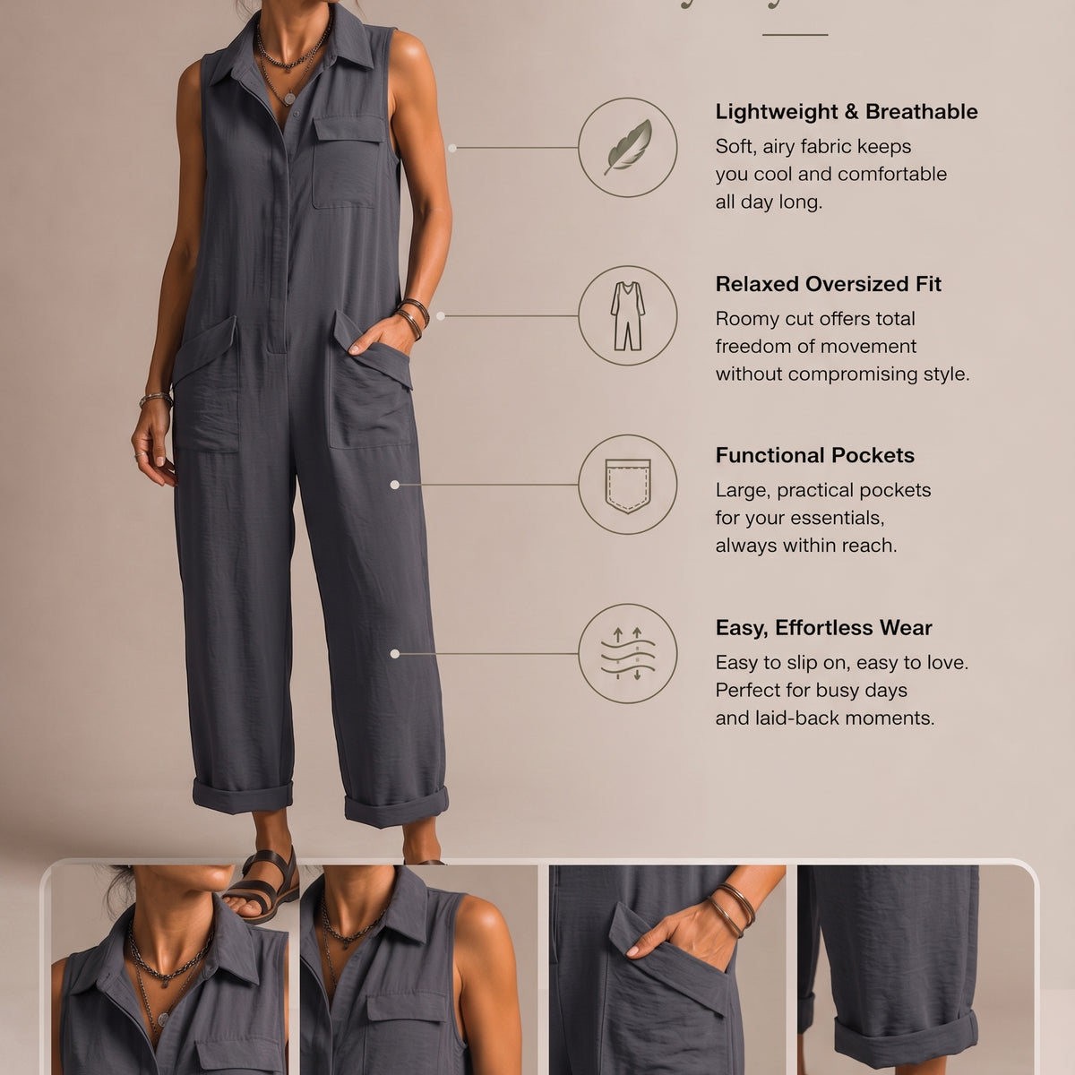 Naia - Sleeveless Wide-Fit Jumpsuit
