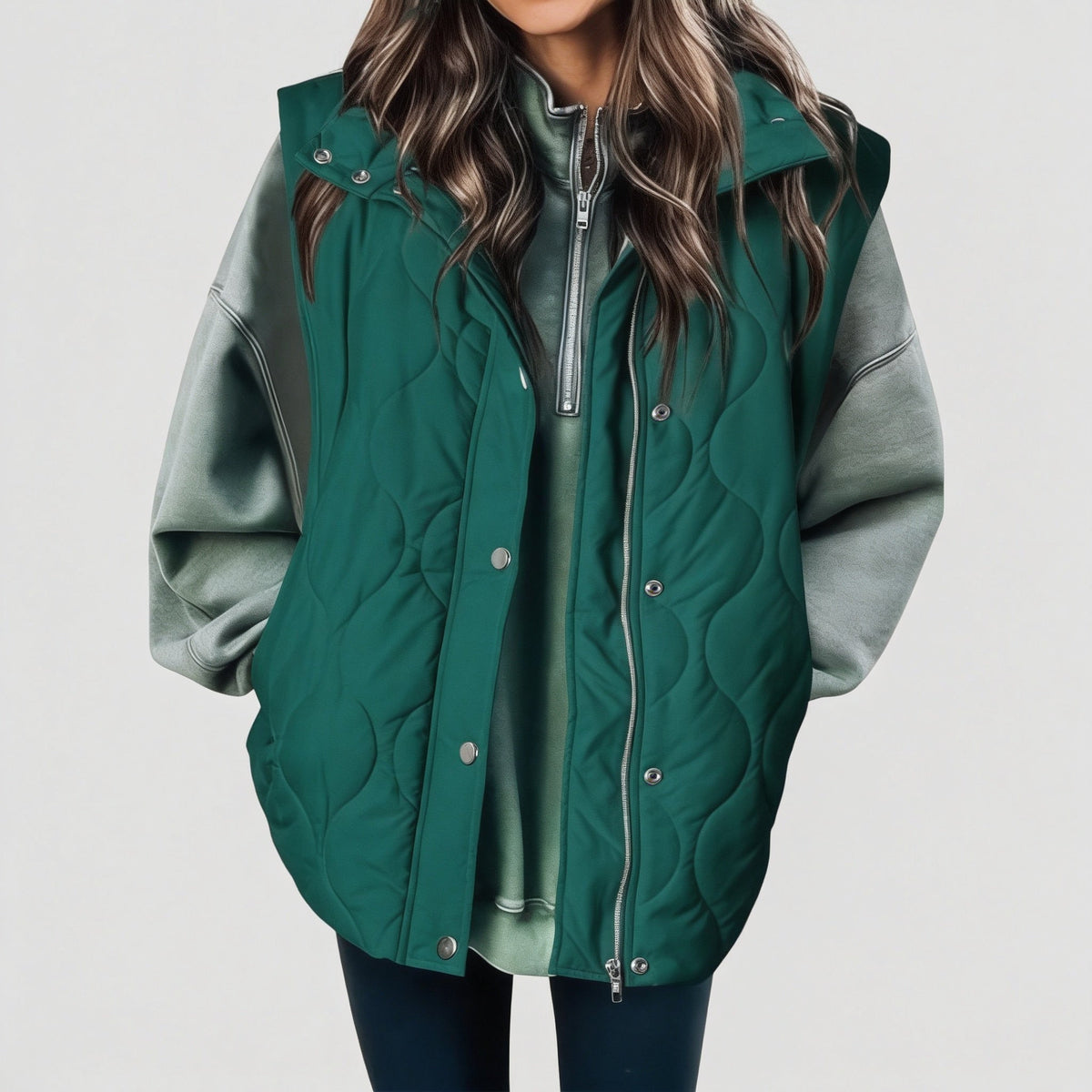 Talia — Quilted Wave-Stitch Puffer Vest