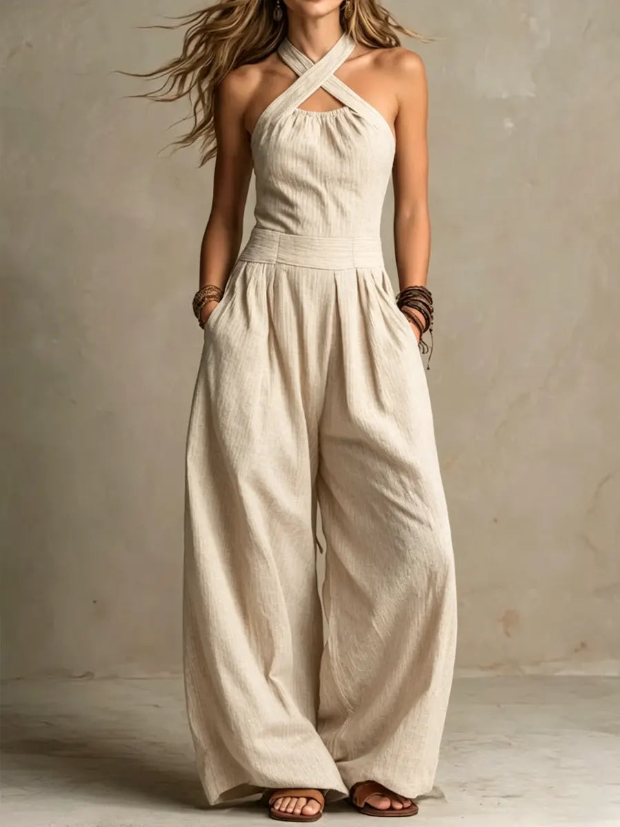 Valentina - Elegant Crossover Neckline Jumpsuit