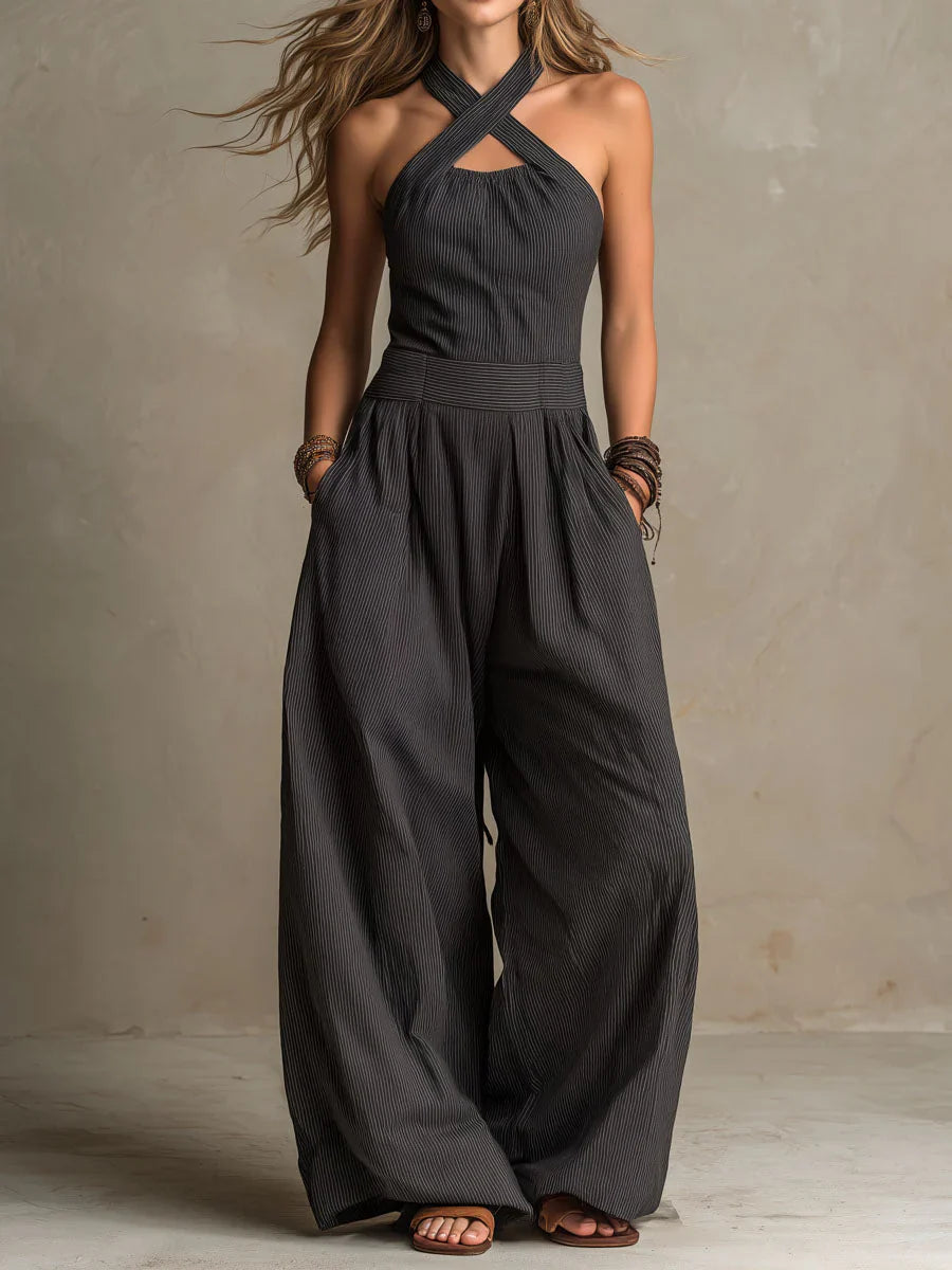 Valentina - Elegant Crossover Neckline Jumpsuit