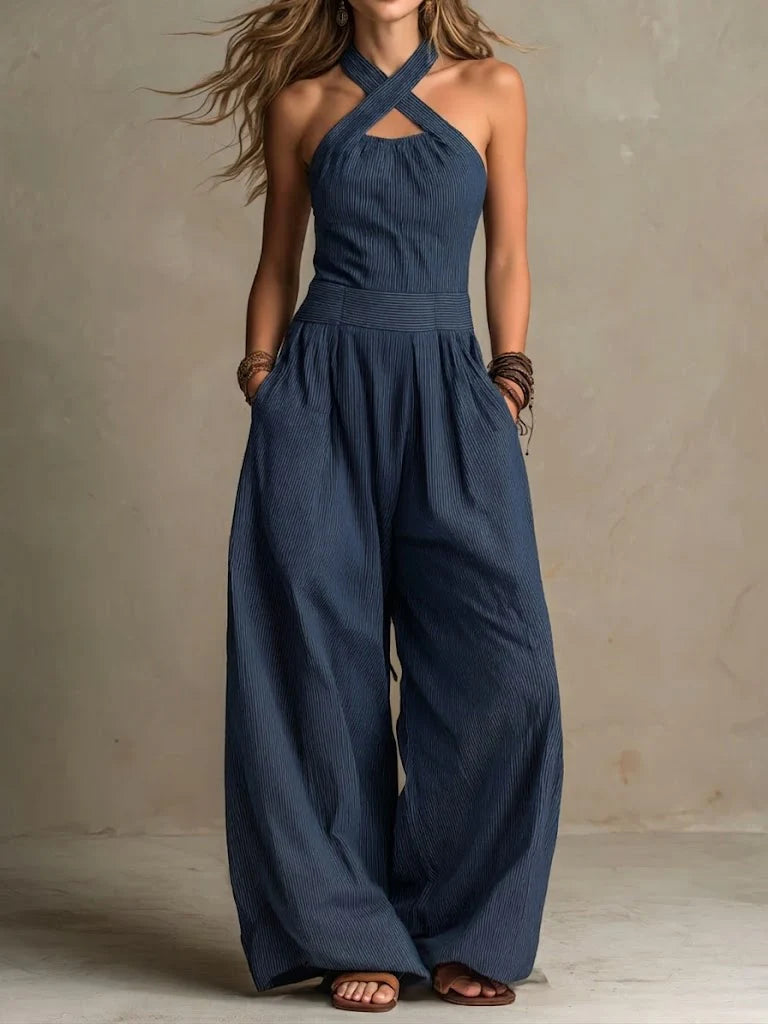 Valentina - Elegant Crossover Neckline Jumpsuit