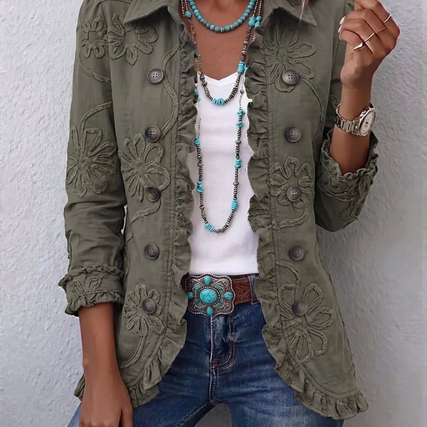 Vanita — Boho-Chic Floral Embroidered Ruffle-Trim Jacket