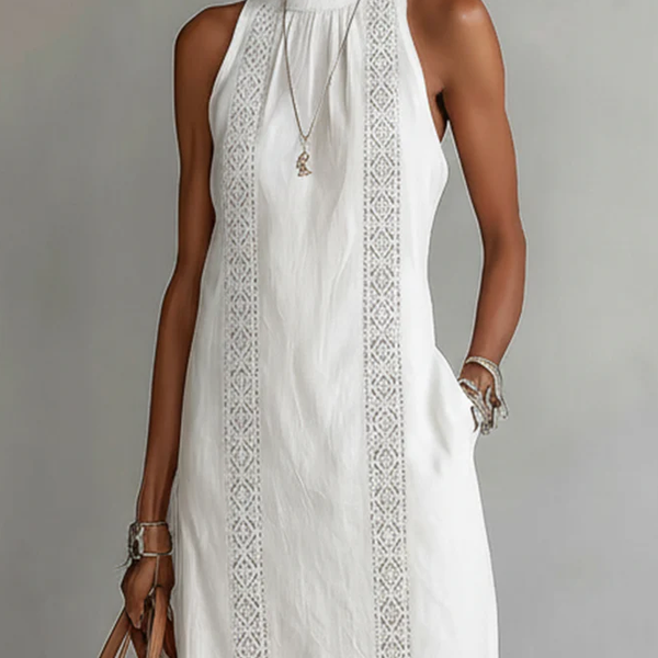 Carlotta – Midi Sleeveless Dress with Lace Detail