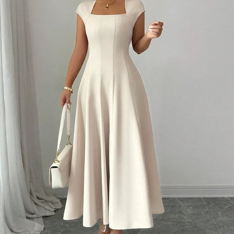 Laura - Square-Neck A-Line Midi Dress