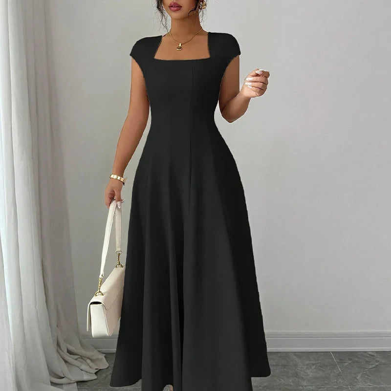 Laura - Square-Neck A-Line Midi Dress