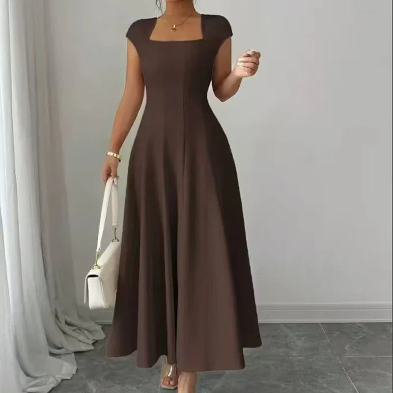Laura - Square-Neck A-Line Midi Dress