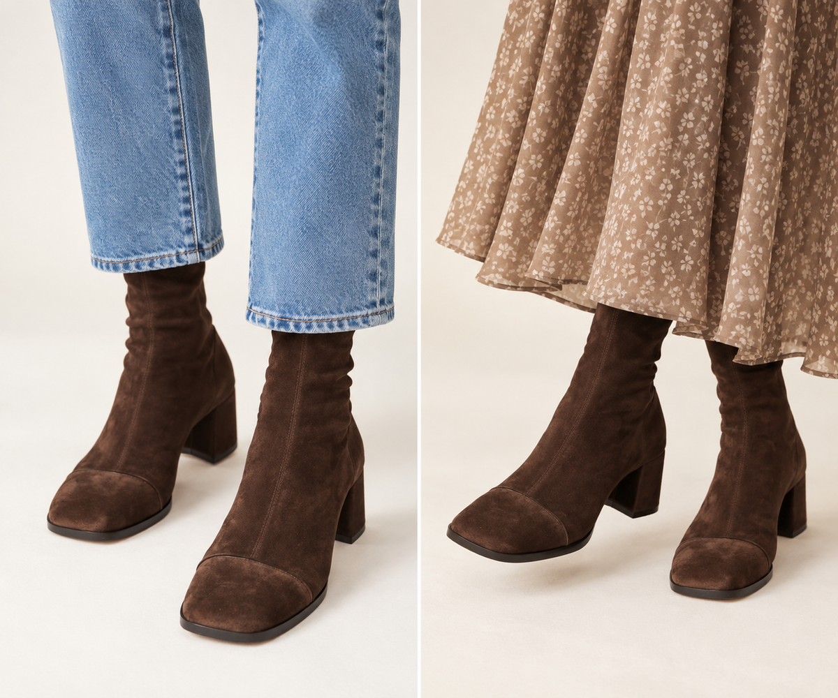 Marlowe — Square-Toe Suede Ankle Boots