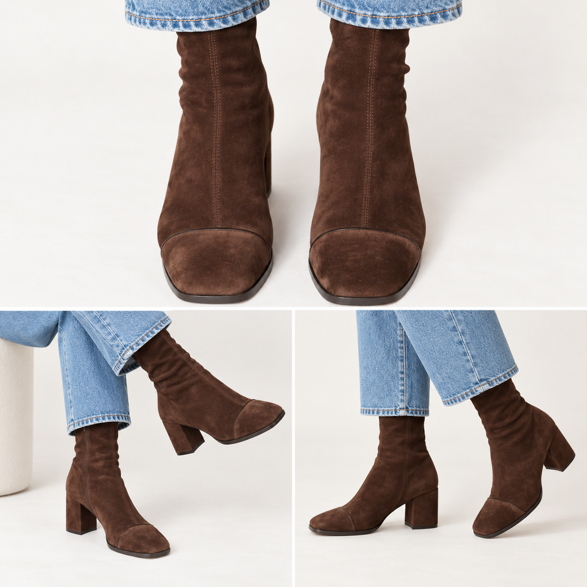 Marlowe — Square-Toe Suede Ankle Boots