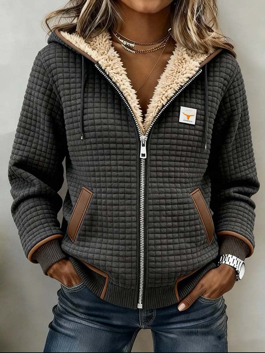 Bridgette — Cosy Textured Zip-Up Hooded Jacket
