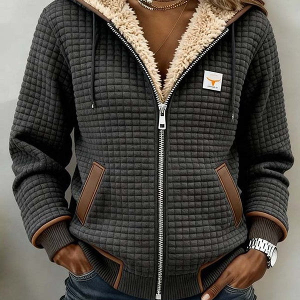 Bridgette — Cosy Textured Zip-Up Hooded Jacket