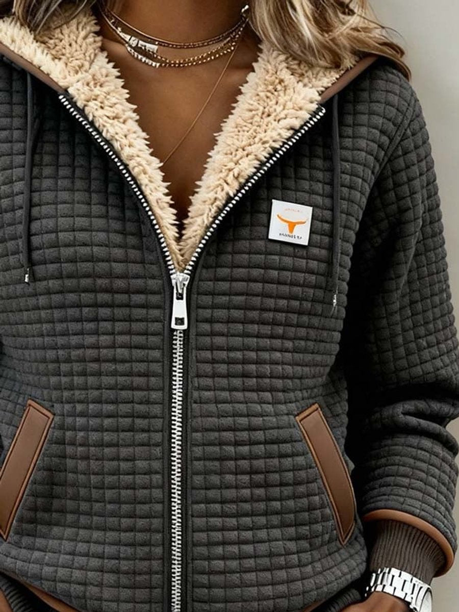 Bridgette — Cosy Textured Zip-Up Hooded Jacket