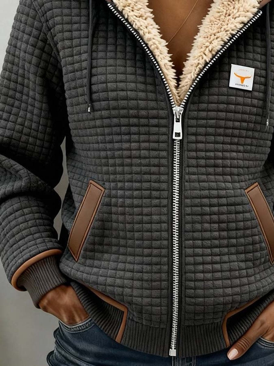 Bridgette — Cosy Textured Zip-Up Hooded Jacket